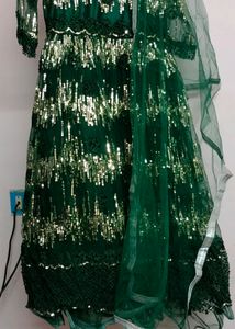 Green Colour Gown With Full Of Sequence Work