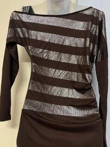 Pintrest Yk2 Glitter Striped Brown Dress