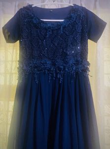 Elegant Navy Blue Georgette Gown✨