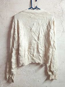 Women&#39;s Cream Crop Cardigan Winter Sweater