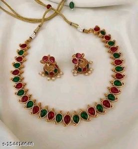 Elegant Necklace & Earring Set with lipstick