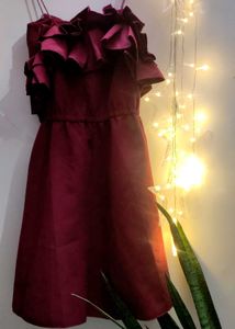 Maroon Ruffled Party Dress