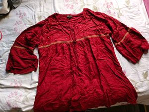 Red Embroidered Peasant Blouse