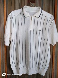 230/Only 1pc Striped Knit Half-Zip Pullover