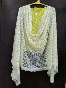 Cream Lace Dupatta