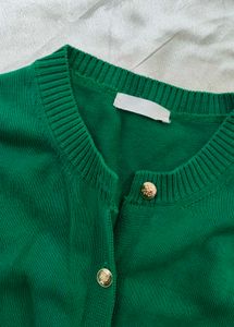 Green Button-Down Cardigan