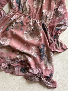 Pink Asymmetrical Ruffle Dress