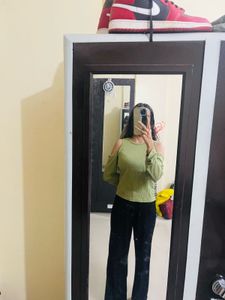 Green Cold Shoulder Top