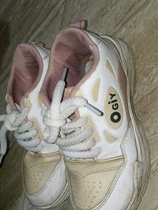 Ogly White & Pink Chunky Sneakers
