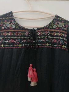 Grey Embroidered Anarkali Kurti