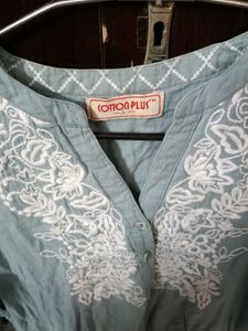 Embroidered Light Blue Kurti and pant set