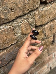 Purple Jhumka With Black Earrings