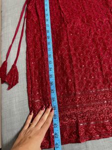 Chikankari Maroon Kurti