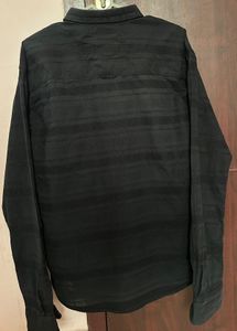 Men&#39;s Textured Black Casual Shirt | L