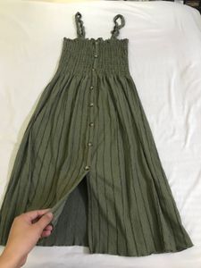 H&amp;M Olive Green Button-Down Dress Bust34-36