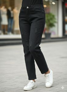Distressed Black Denim Jeans