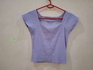 Cute Lavender Ribbed Top