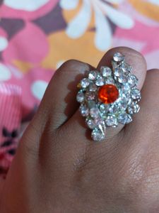 Silver Adjustable Stone Ring