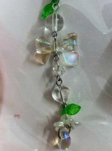 💎 Floral Drop Phone Charm with Bow, Heart & Leaf