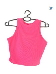 Pink Ribbed Cropped Tank