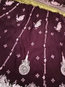 Vintage Poshak Maroon &amp; Silver Embellished Lehenga