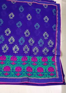 Georgette Saree With Thread work And Patch Border.
