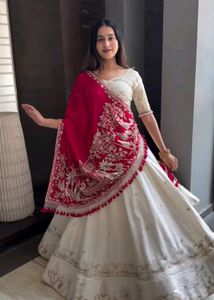 Elegant Lehenga with Red Shawl