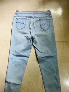 Light Blue Distressed High-waist Jeans