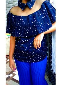 Women's Printed Star Black Top