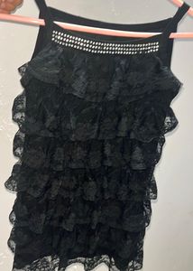 Black Lace Tiered Top