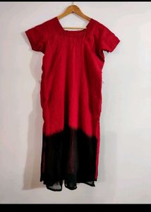 Red &amp; Black Dip-Dyed TOP