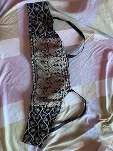 Embroidered Black Saree Blouse