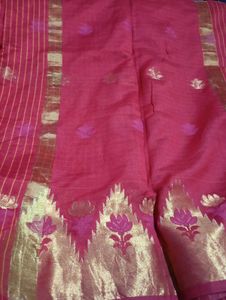 Red &amp; Gold Sari with Floral Border