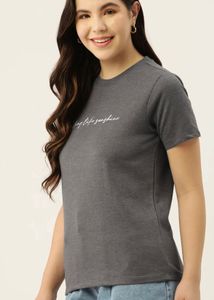 Casual Gray Graphic T-Shirt - L size