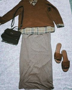 Chic Taupe Long Skirt