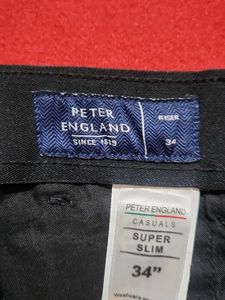 Peter England Men's Casual Black Pants