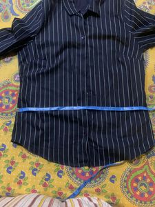 Wardrobe Navy Blue Stripe Shirt For Women
