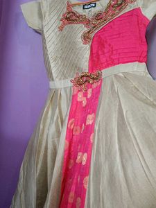 Elegant Beige &amp; Pink Dress