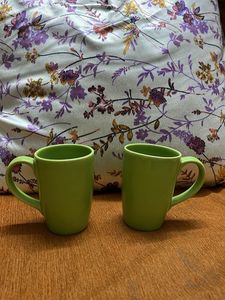2 Green Ceramic Mugs