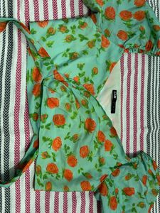 Floral Print Tie-Front Top