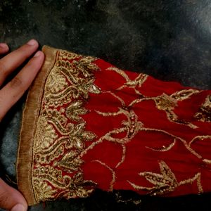 Red Fully Work Fishcut Frock