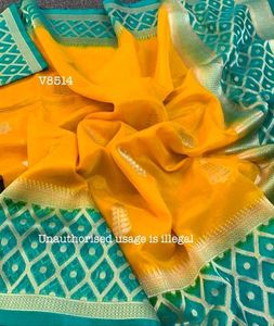 Banarasi Organza Golden Zari Saree Handloom