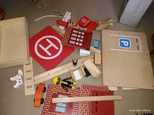 Fire Station Playset, Wooden Dollhouse Kid’s Toy,