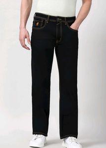 Men's Black Straight Fit Jeans, 28 Size