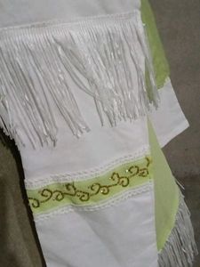 Lime Green Embellished Kaftan With Dupatta