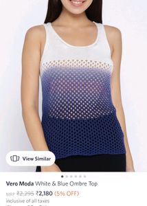 Pre-loved Vero Moda White and Blue Ombre-dyed Top