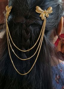 Gold Hair Jewelry with Rhinestone