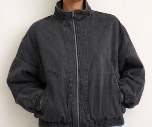 Black Denim Zip-Up Jacket