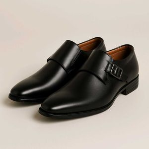 Black Leather Monk Strap Dress Shoes