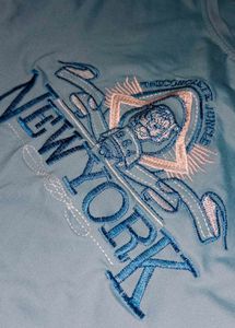 Cute Blue Graphic Crop Top
